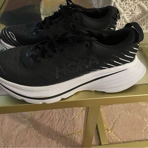 Hoka One One Women's Black and White Athletic Shoes